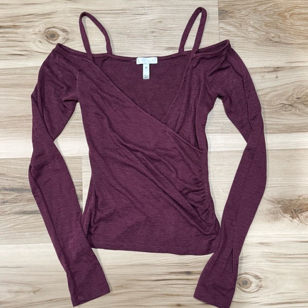 Anthropologie Leith Maroon Wrap Long Sleeve ShirtβWomenβs XS